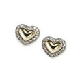 Sterling Silver 18K Diamond Trim Heart Earrings